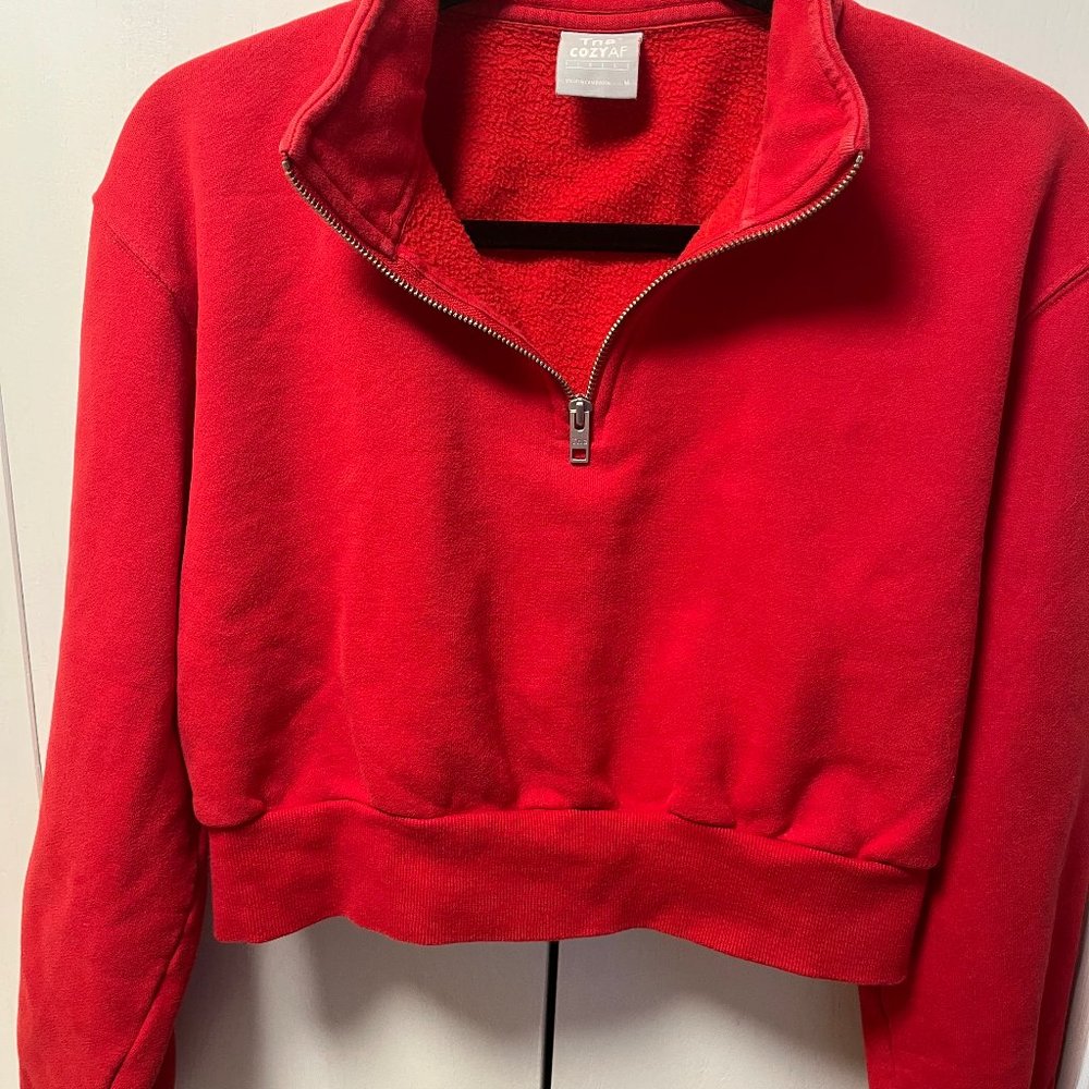 TNA Cozy Fleece 1/4 Zip cropped sweathsirt -